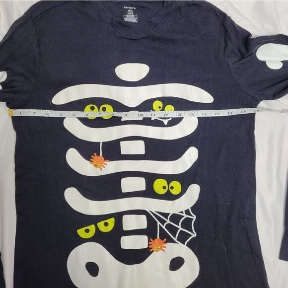 CARTER'S black long sleeve‎ glow in the dark skeleton bones fitted sleep top L - Picture 7 of 8